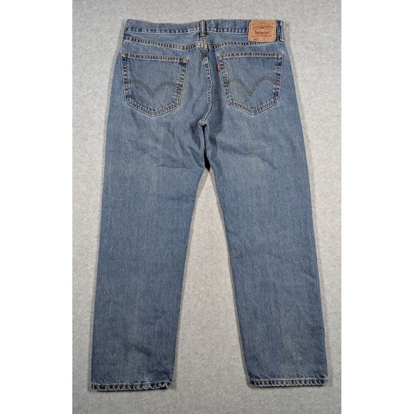 Levis Men Jeans 36x28 505 Straight Regular Fit Light Wash Denim Western - Picture 4 of 14